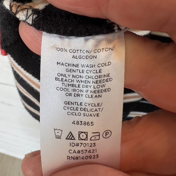 Lou & Grey Dress Womens Size XS Black, Brown and White Cotton Striped Shift Cozy - Picture 4 of 13